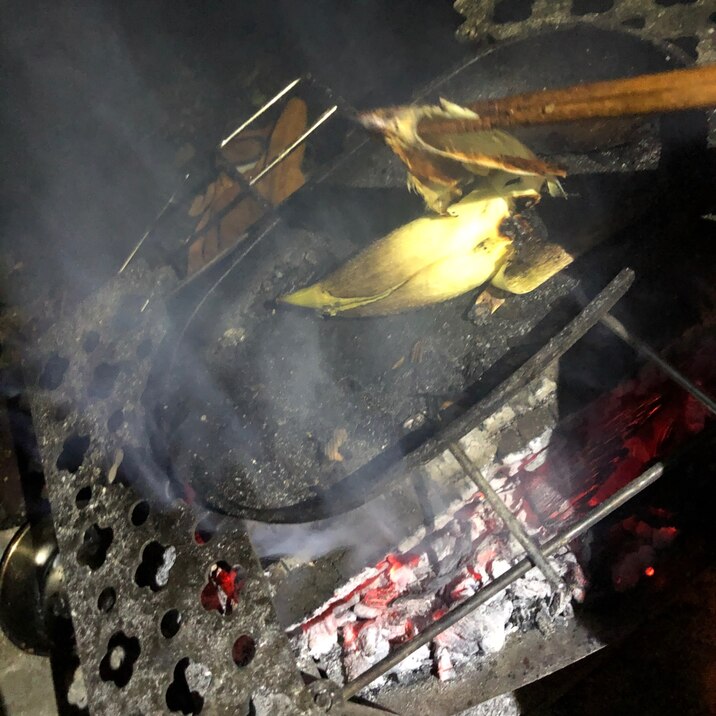 竹の子の焚き火焼き